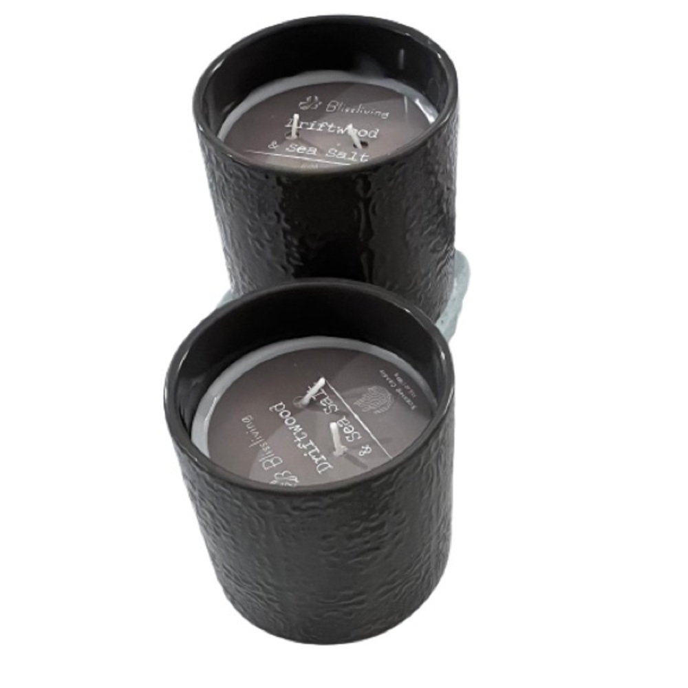 NWT- Set of 2 Blissliving Driftwood and Sea Salt Double Wick Candles - Picture 5 of 7